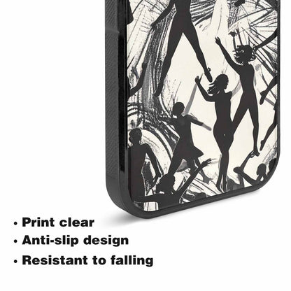 iPhone 15 Plus Case — Bold Dancing Figure Line Art Pattern, Custom Made Phone Cover