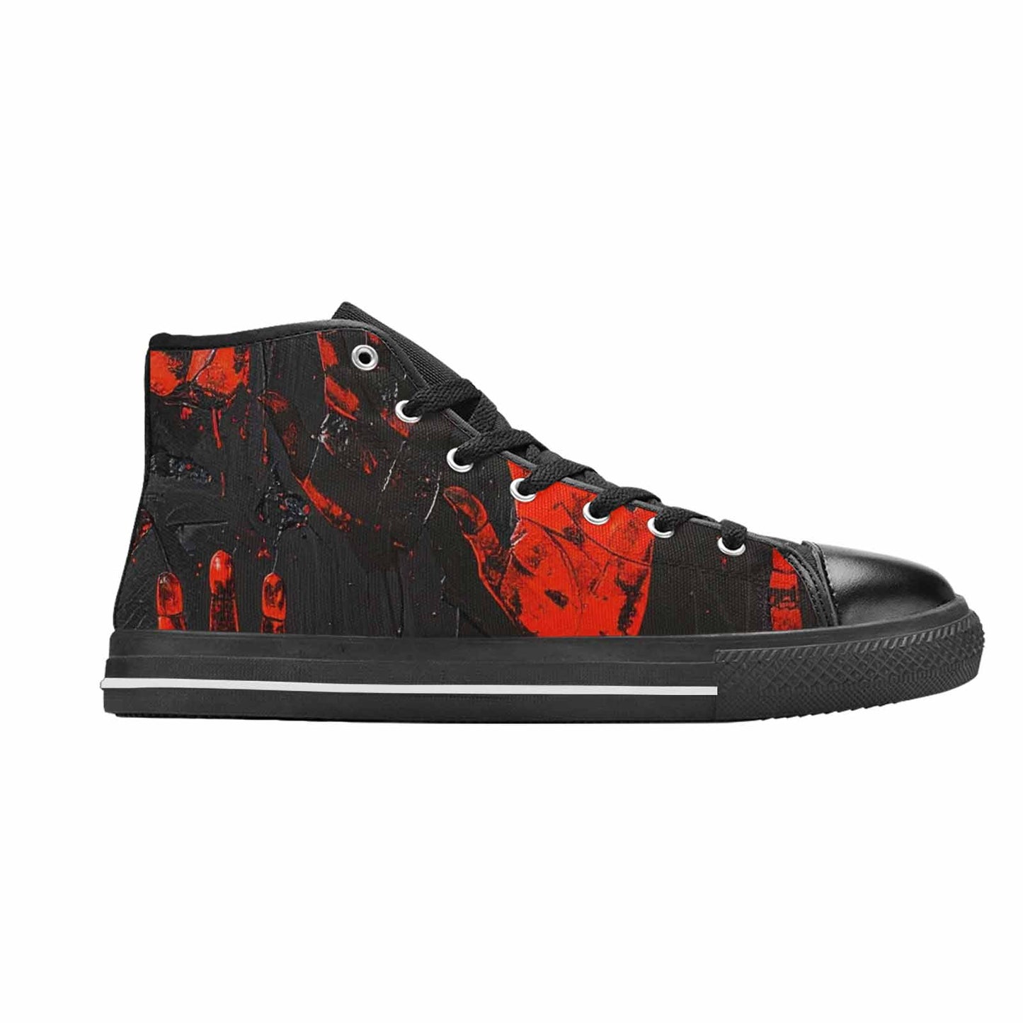WOMEN'S Halloween Splatter Handprint High Top Canvas Wallpaper Art Custom Shoes