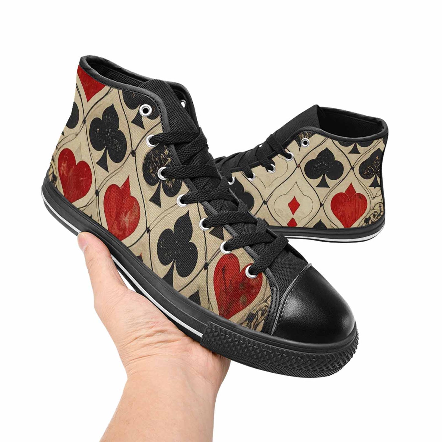 MEN'S Playing Card Suit High Top Canvas Dark Academia Custom Sneakers