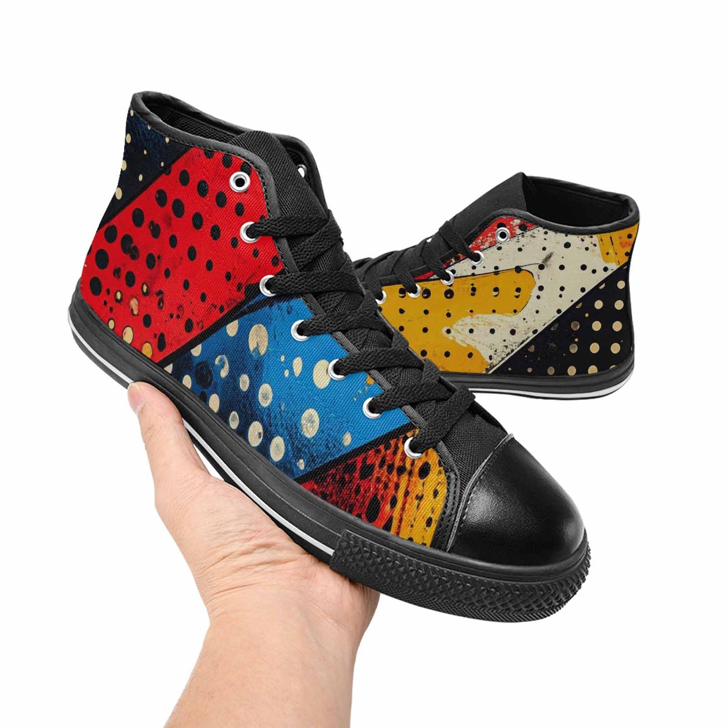 WOMEN'S Comic Book Halftone High Top Canvas Dark Academia Shoes