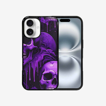 iPhone 16 Case — Monochrome Purple Skeletons Neon Drip Melting, Original Design Phone Case