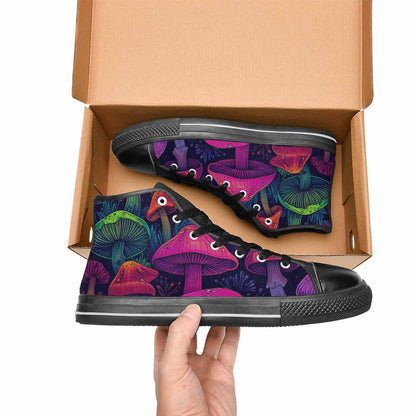 MEN'S Psychedelic Mushroom High Top Canvas Dark Academia Custom Sneakers