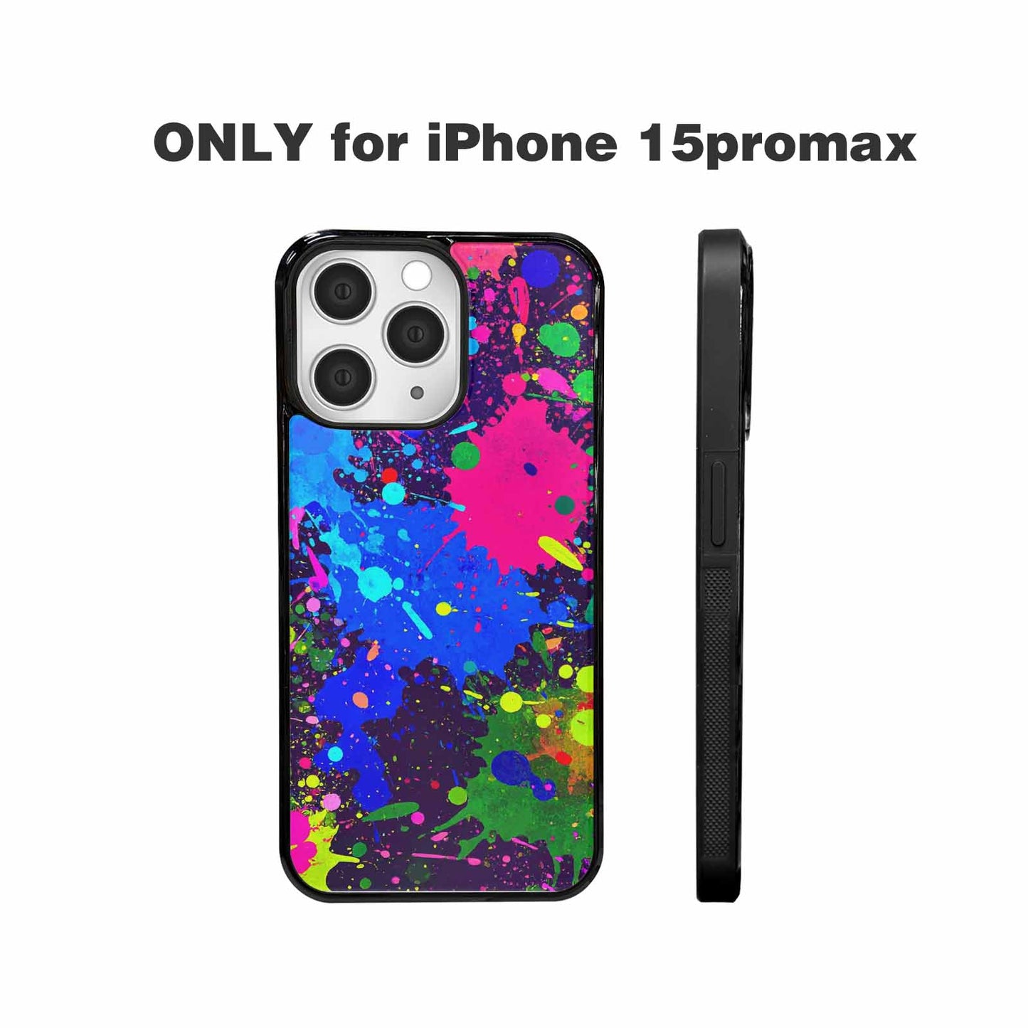 iPhone 15 Pro Max Case — Neon Paint Splatter Custom, Unique Phone Case Design