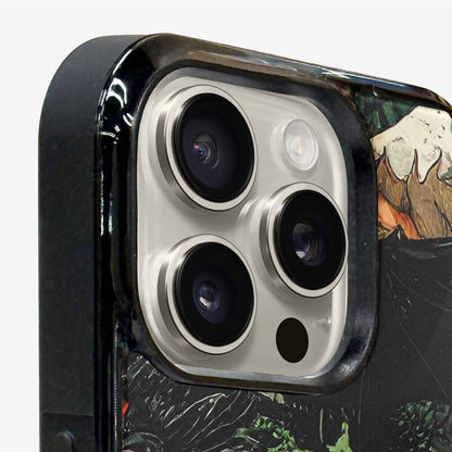 iPhone 16 Pro Max Case — Dragon Scale Black Green Ink Dragons, Unique Phone Case Design