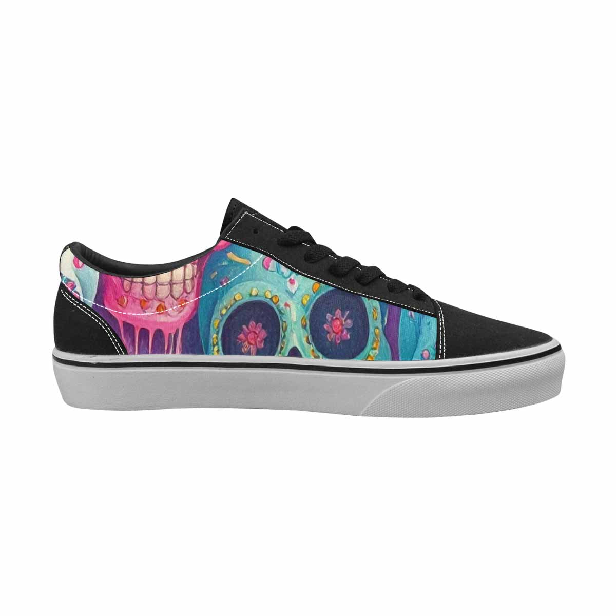 WOMEN'S Sugar Skulls Melting Sugar Lace-Up Canvas Neon Fantasy Custom Shoes