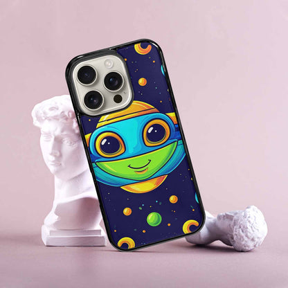 iPhone 16 Pro Case — Alien Ufo Cartoon Art Pattern, Custom Made Phone Cover