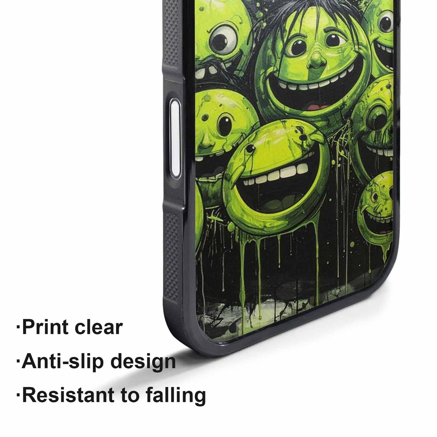 iPhone 17 Pro Case — Black Green Ink Melting Moon Original, Unique Phone Case Design