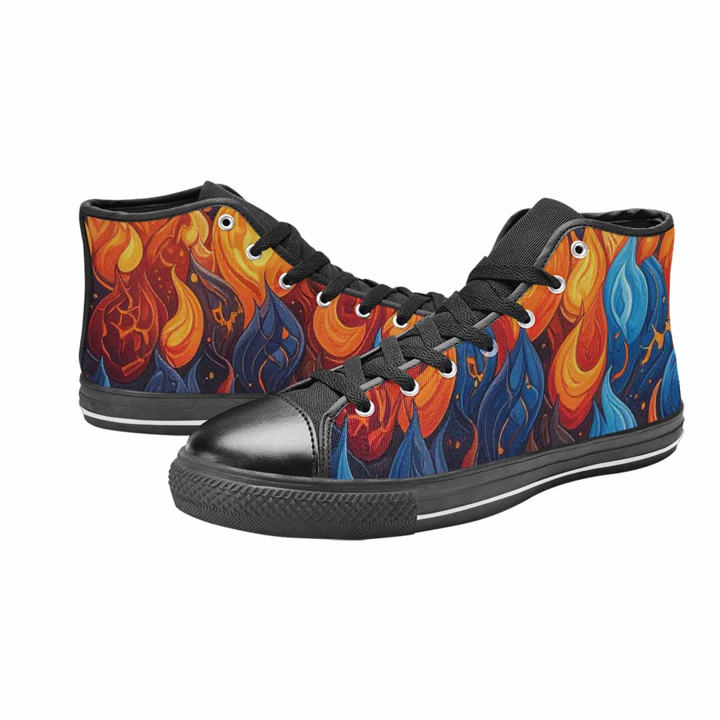 WOMEN'S Fire Flame High Top Canvas Dark Academia Sneakers