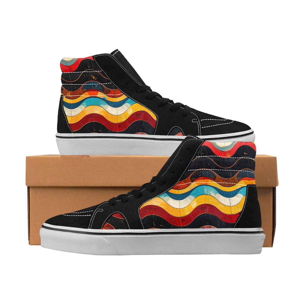MEN'S Nautical Waves High Top Canvas Boutique Dreamcore Customized Sneakers