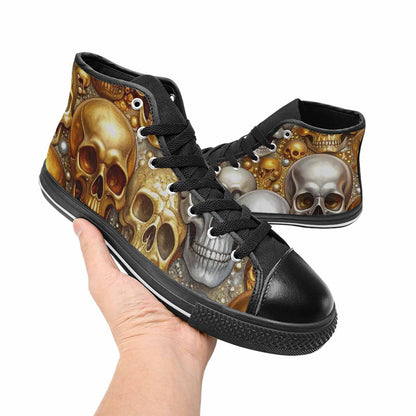MEN'S Skulls - Metallic-Chrome- High Top Canvas Dreamcore Custom Sneakers