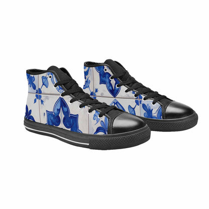 WOMEN'S Talavera Tile Floral High Top Canvas Neon Fantasy Shoes