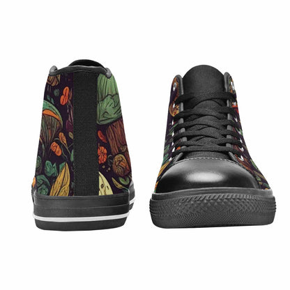 MEN'S Mushrooms And Skulls High Top Canvas Grunge Custom Shoes