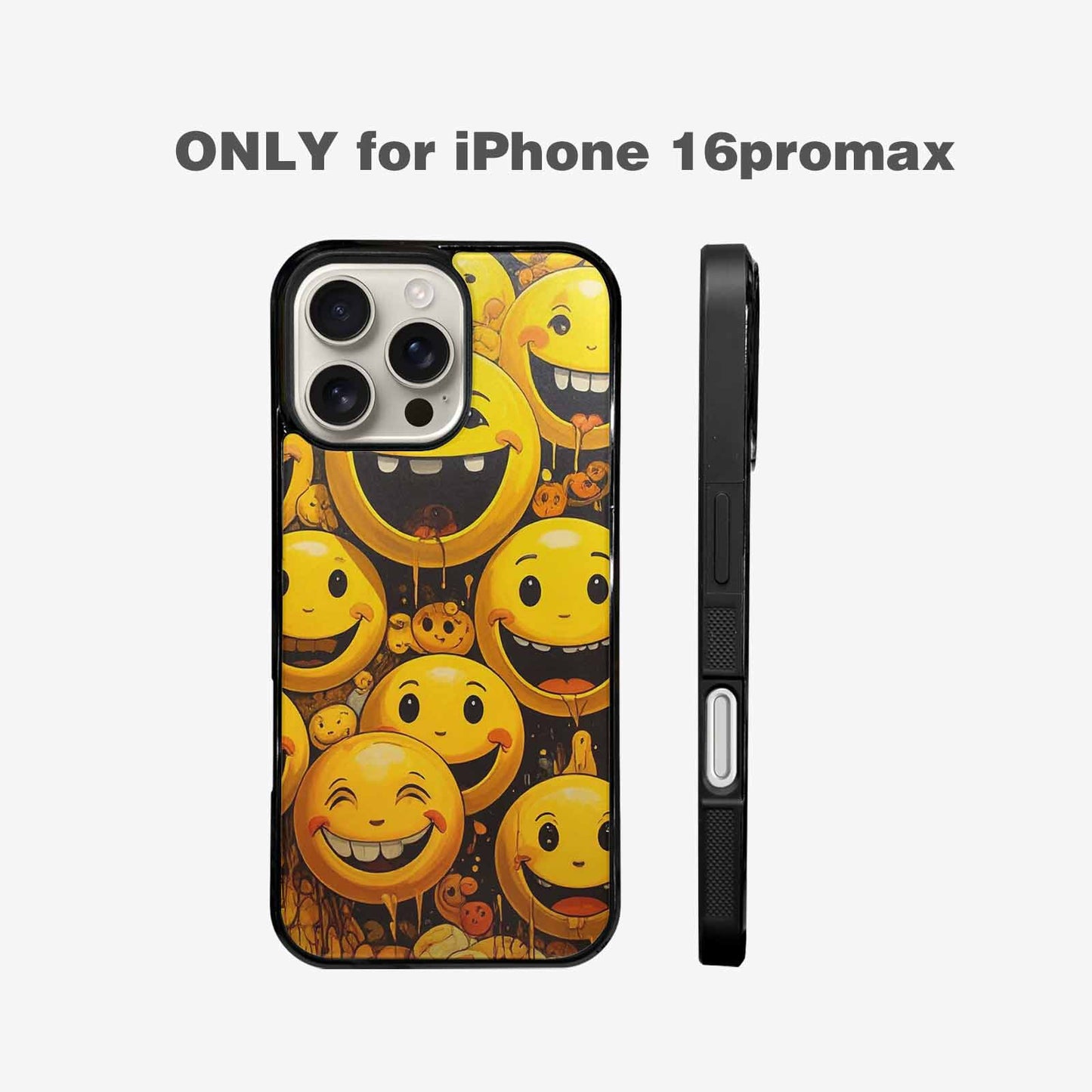iPhone 16 Pro Max Case — Melting Moon Smiley Red Splatt, Customized Protective Case