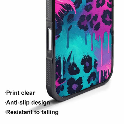 iPhone 17 Air Case — Leopard Melting Neon Animal Print, Personalized Phone Case