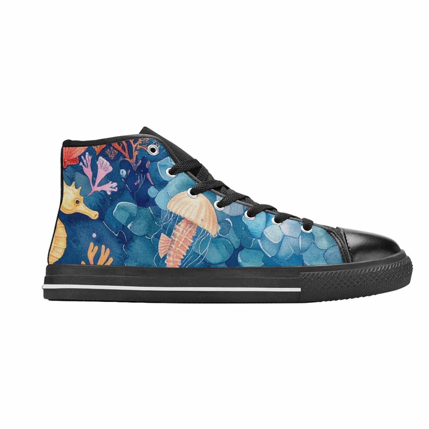 WOMEN'S Fish Scale Coral High Top Canvas Neon Fantasy Shoes
