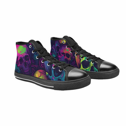 WOMEN'S Skulls - Neon High Top Canvas Wallpaper Art Custom Sneakers