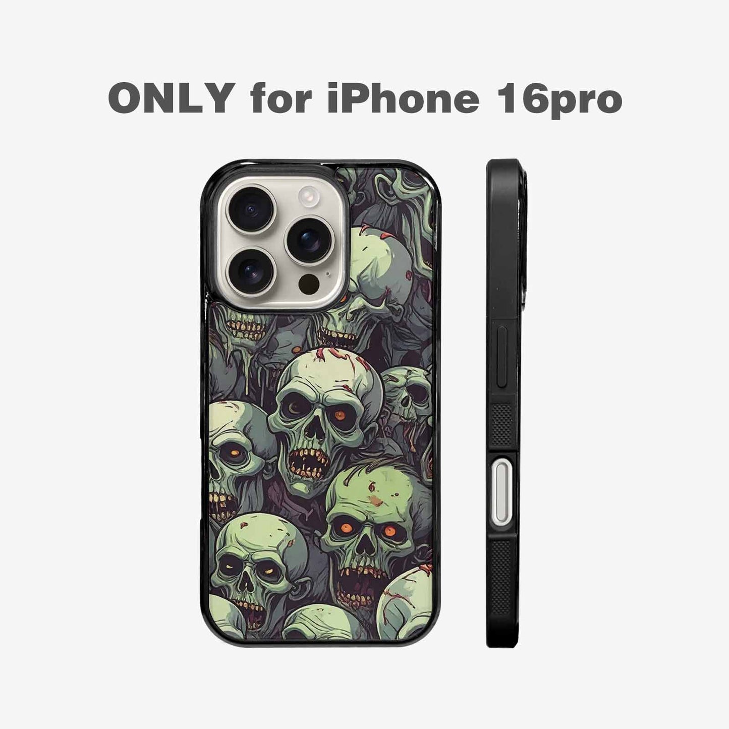 iPhone 16 Pro Case — Zombie Head Pattern Hundreds Of Small, Original Design Phone Case
