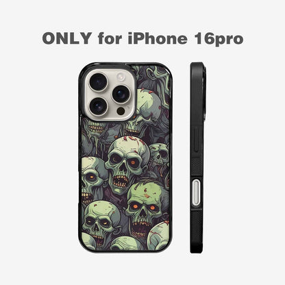 iPhone 16 Pro Case — Zombie Head Pattern Hundreds Of Small, Original Design Phone Case