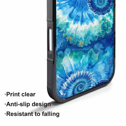 iPhone 17 Pro Case — Tie Dye Ocean Blues Blended Tie, Customized Protective Case