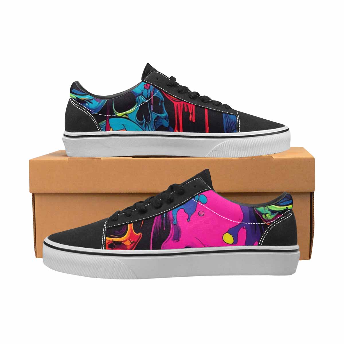 WOMEN'S 1000s Skulls Digital Camo Lace-Up Canvas Vibrant Chaos Sneakers