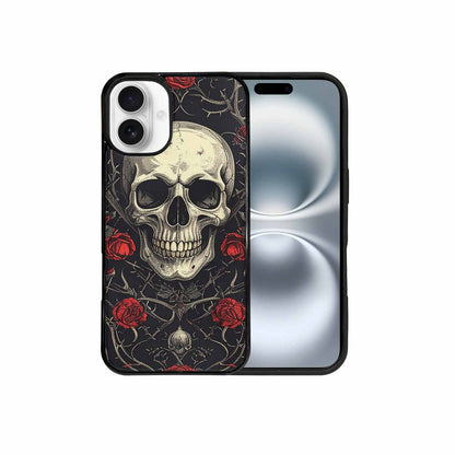 iPhone 16 Plus Case — Gothic Skulls Roses Custom, Custom Phone Case