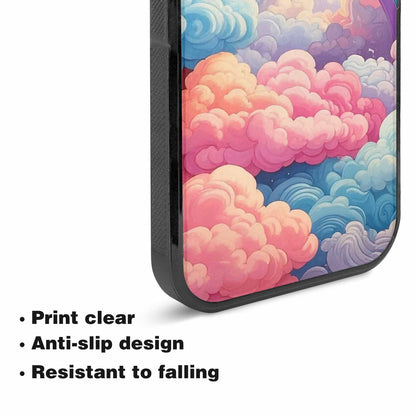 iPhone 15 Plus Case — Cloud And Rainbow Burst Pattern Hundreds, Unique Phone Case Design