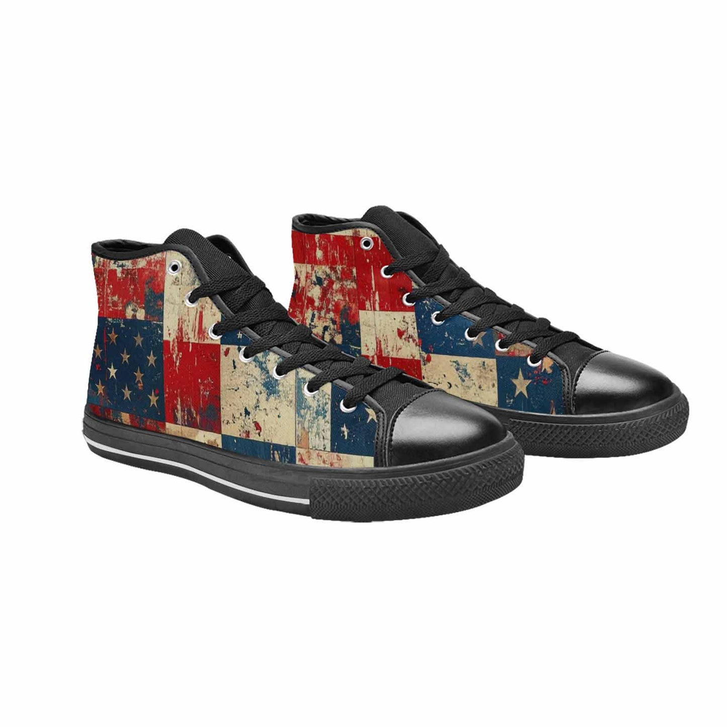 MEN'S American Flag Stars High Top Canvas Grunge Custom Shoes