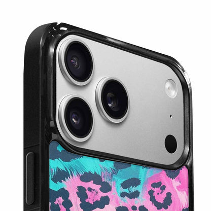 iPhone 17 Pro Max Case — Leopard Neon Pink Teal Airbrush Animal, Custom Printed Phone Case