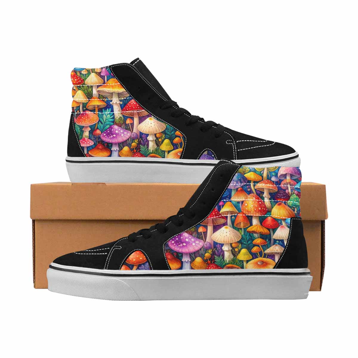 MEN'S Mushrooms High Top Canvas Bold Print Dreamcore Sneakers