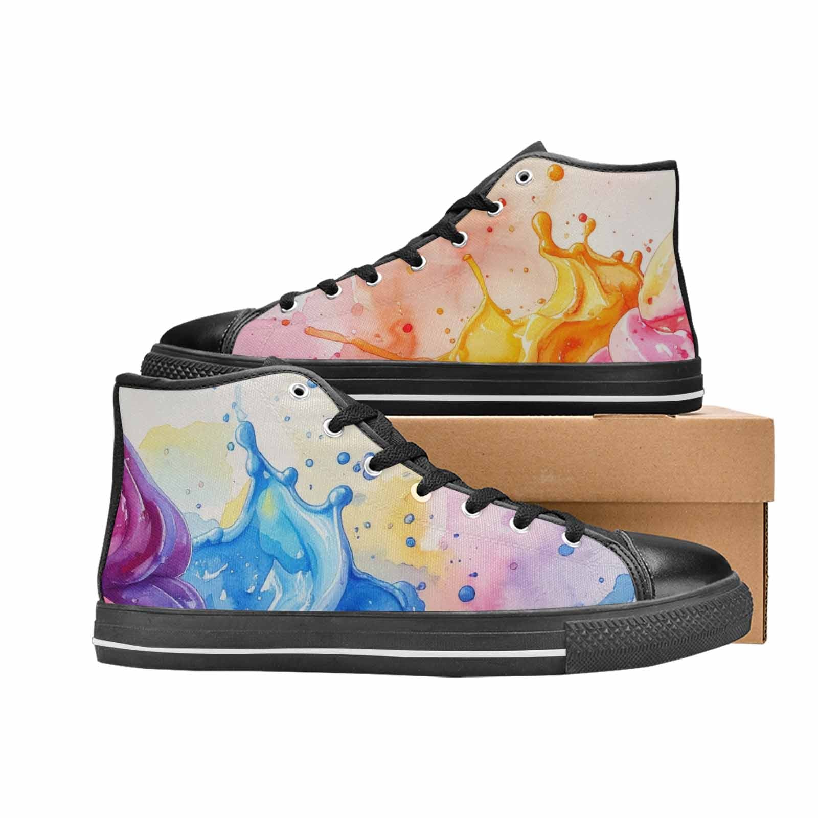 MEN'S Melting Icecream Collage High Top Canvas Cottagecore Shoes
