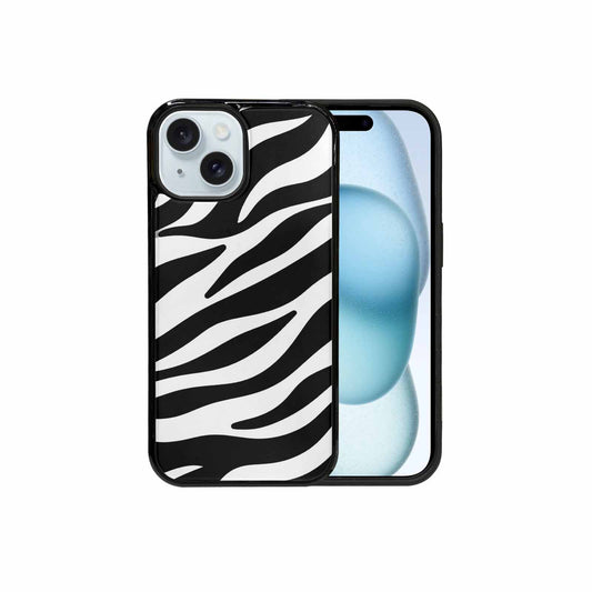 iPhone 15 Case — Zebra Print Black White Custom, Original Design Phone Case
