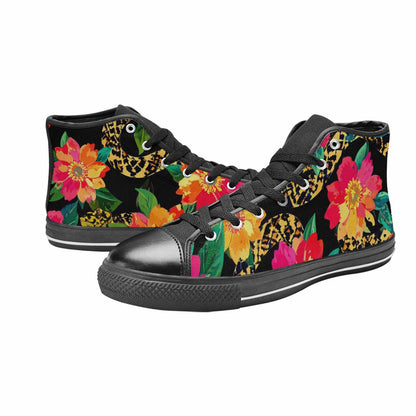 WOMEN'S Floral Snake Print High Top Canvas Dreamcore Shoes
