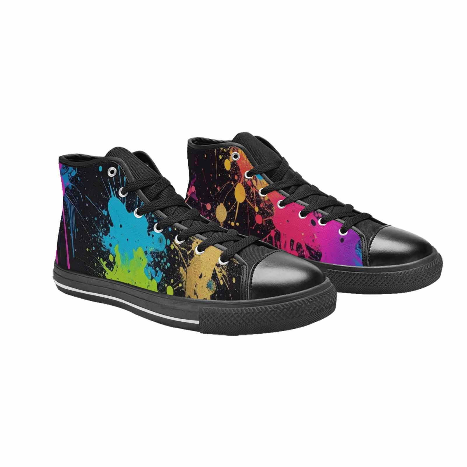 WOMEN'S Paint Splatter High Top Canvas Dark Academia Sneakers