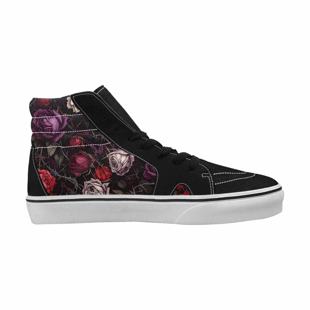 WOMEN'S Black Gothic Rose High Top Canvas Surreal Sneakers