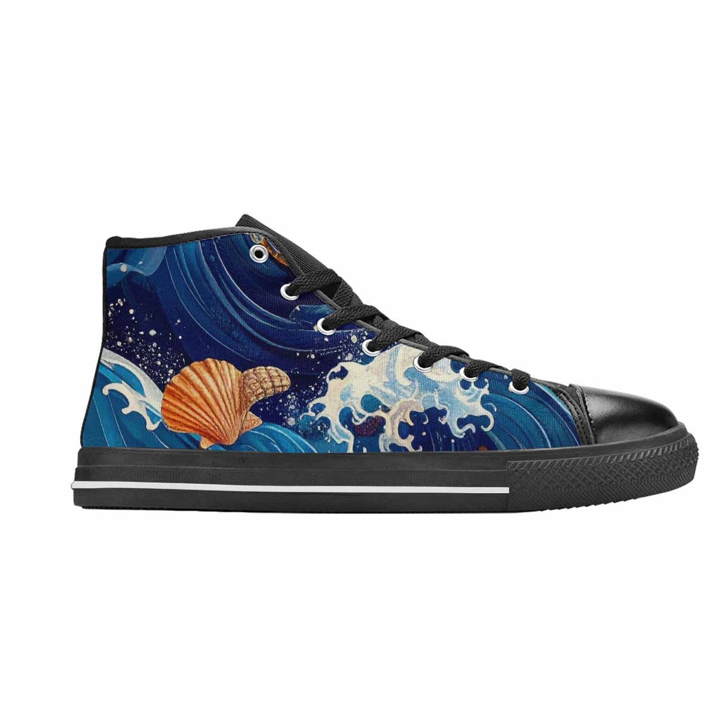 MEN'S Ocean Wave High Top Canvas Cottagecore Custom Shoes