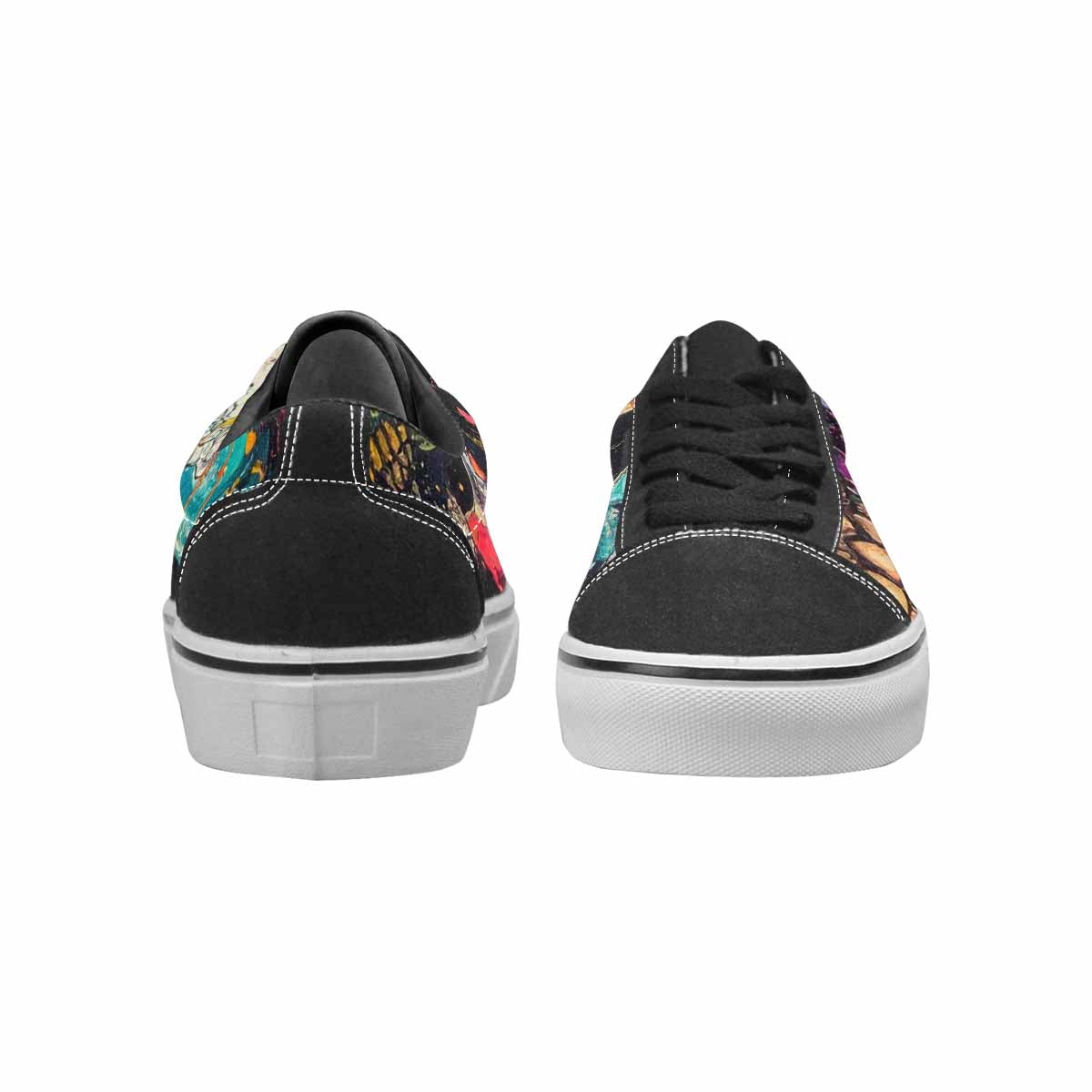 WOMEN'S Skulls Roses Acid Wash Canvas Lace-Up Dreamcore Sneakers