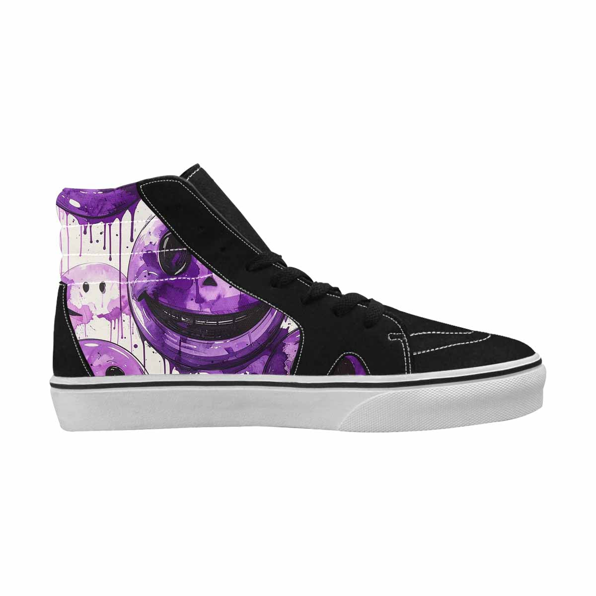 MEN'S Melting Moon Smiley High Top Canvas Kaleidoscope Sneakers