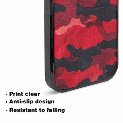 iPhone 15 Plus Case — Tactical Camo Red Black Custom, Custom Art Phone Cover