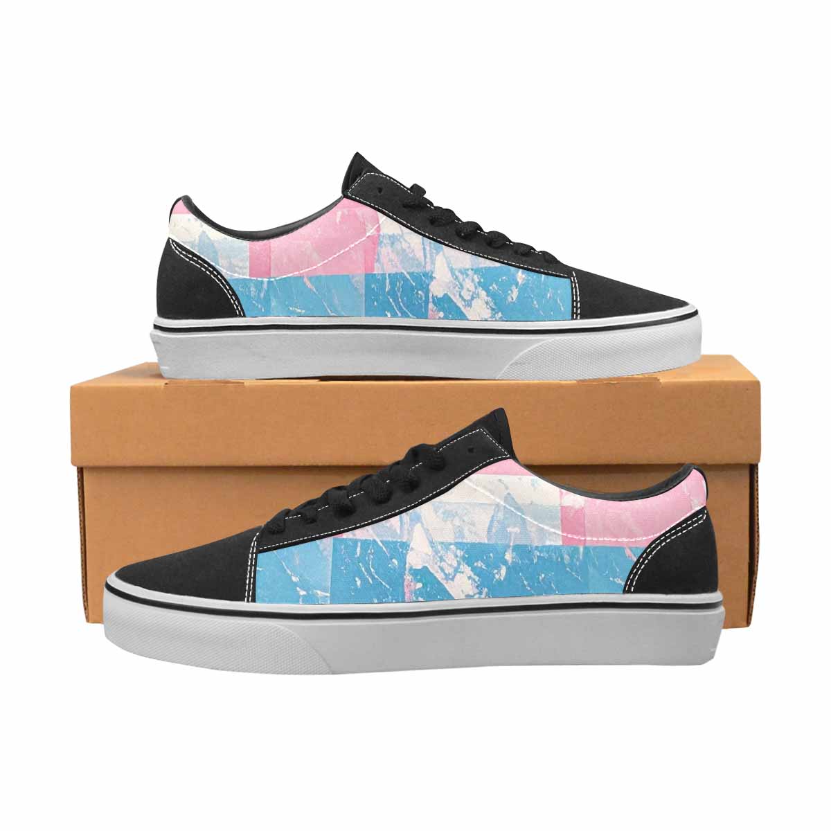 WOMEN'S Transgender Flag Color Canvas Lace-Up Grunge Shoes