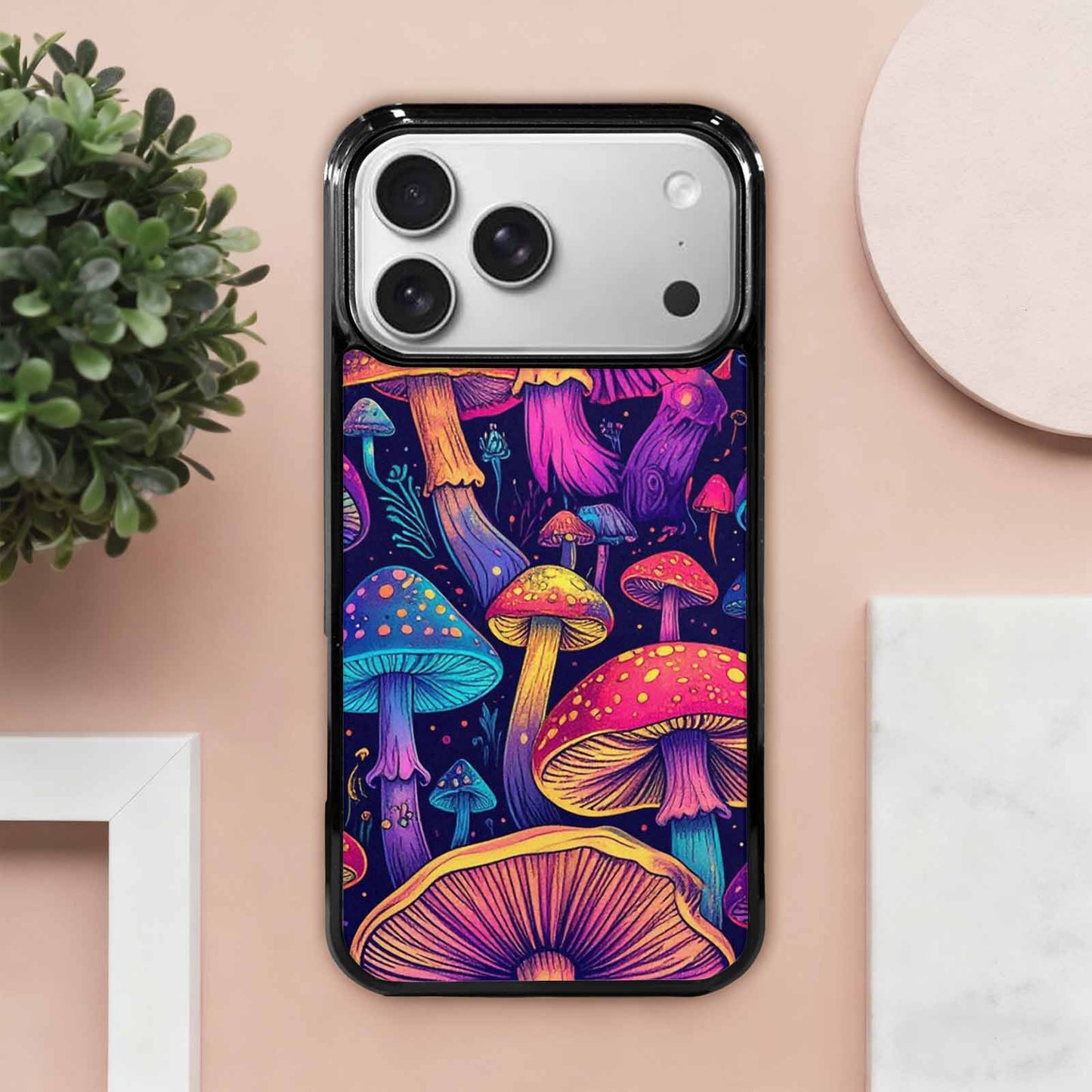 iPhone 17 Pro Max Case — Mushroom Psychedelic Art Seamless Original Art, Custom Print Case Cover
