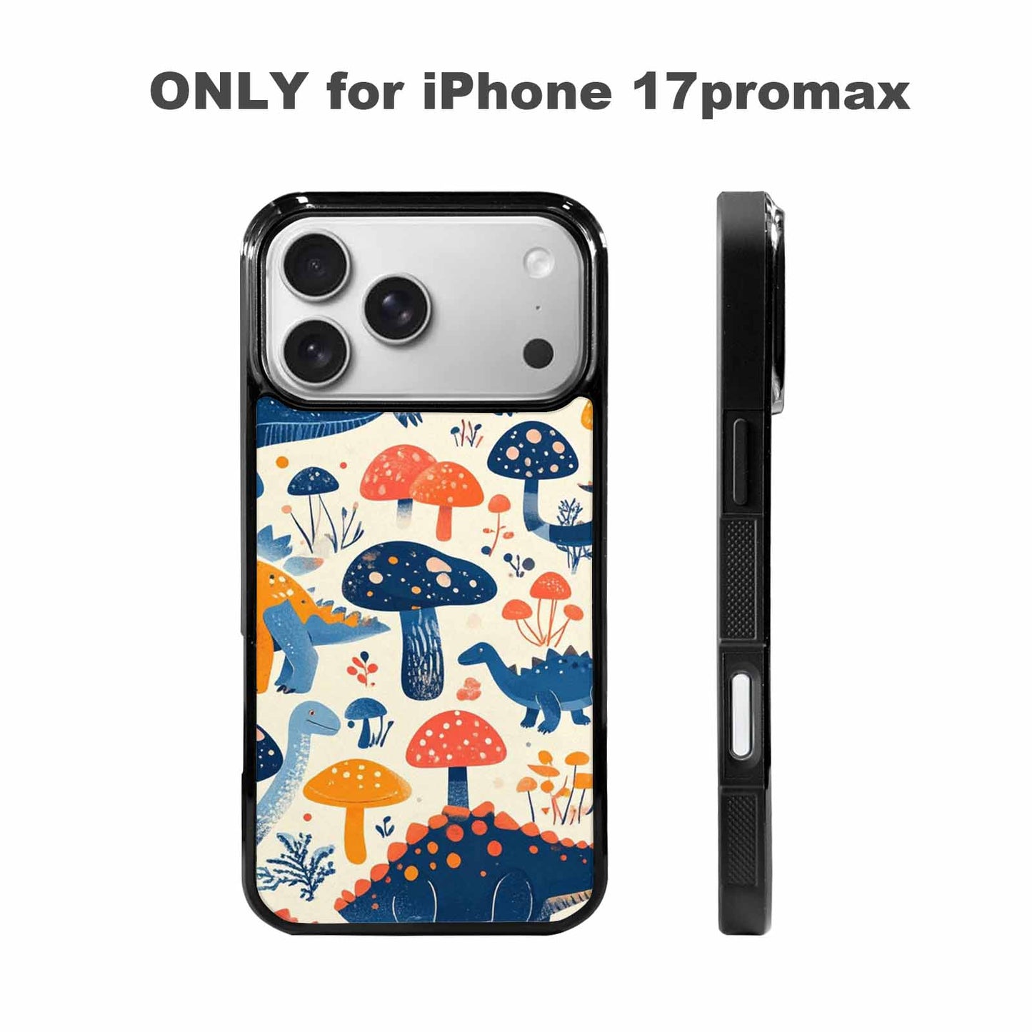 iPhone 17 Pro Max Case — Vintage Dinosaurs Mushroom Retro Vintage, Custom Printed Phone Case