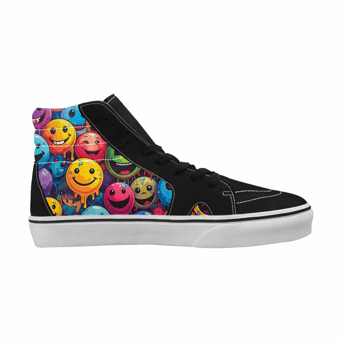 MEN'S Melting Moon Smiley High Top Canvas Kaleidoscope Custom Sneakers
