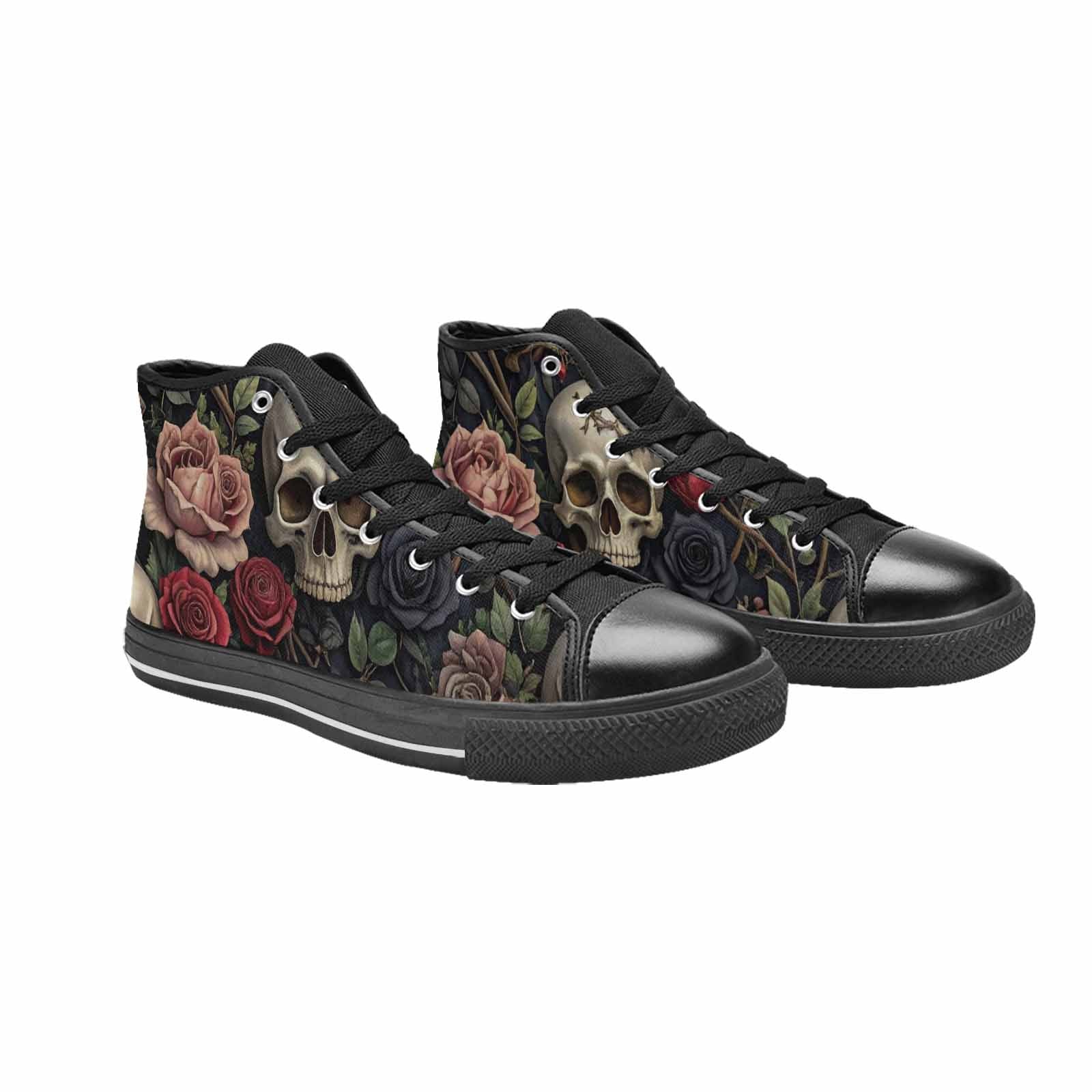 MEN'S Skulls - Roses High Top Canvas Cottagecore Custom Shoes