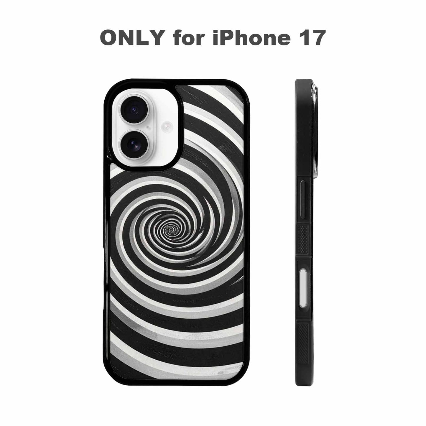 iPhone 17 Case — Hypnotic Spiral Optical Illusion Original Art, Custom Art Phone Cover