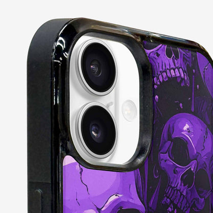 iPhone 16 Plus Case — Monochrome Purple Skeletons Neon Drip Melting, Custom Printed Phone Case
