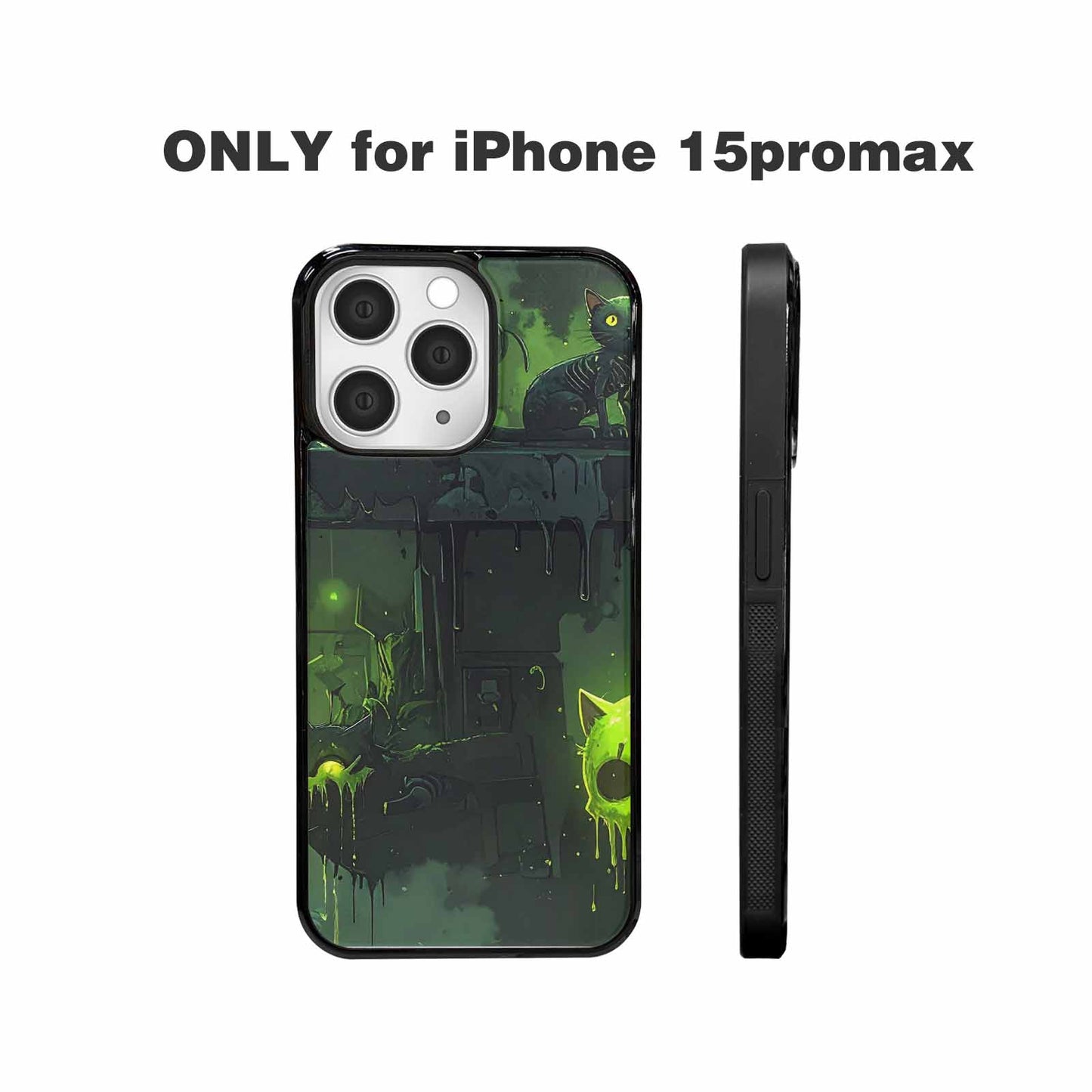 iPhone 15 Pro Max Case — Toxic Melting Skeleton Cats Small Toxic, Custom Print Case Cover