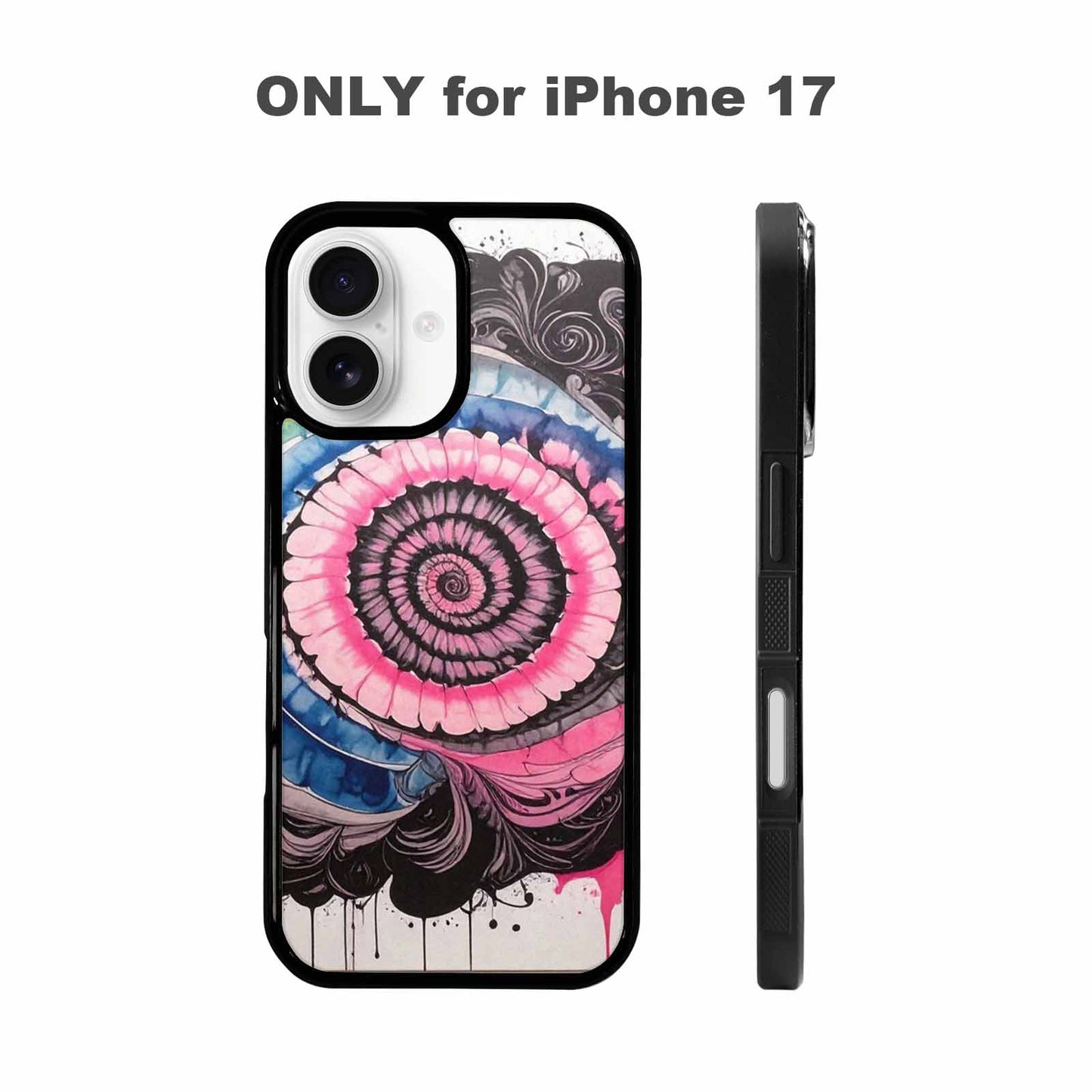 iPhone 17 Case — Tie Dye Swirls Black Tie Dye, Personalized Phone Case