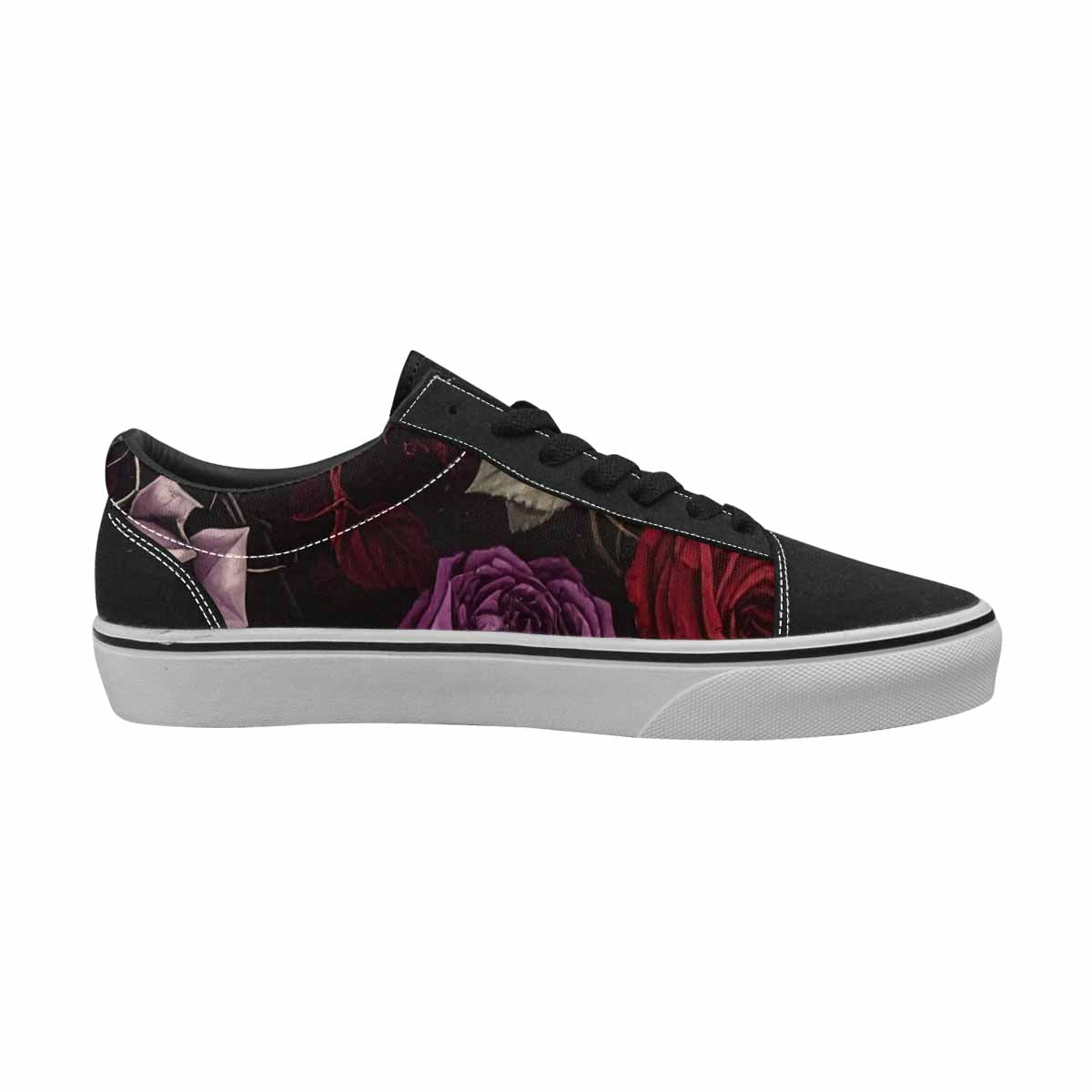 MEN'S Black Gothic Rose Canvas Lace-Up Dark Academia Shoes