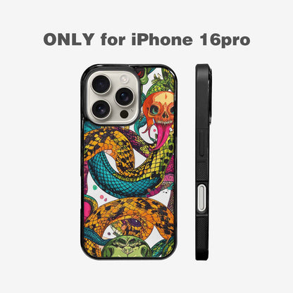 iPhone 16 Pro Case — Snake Print Skull, Custom Printed Phone Case