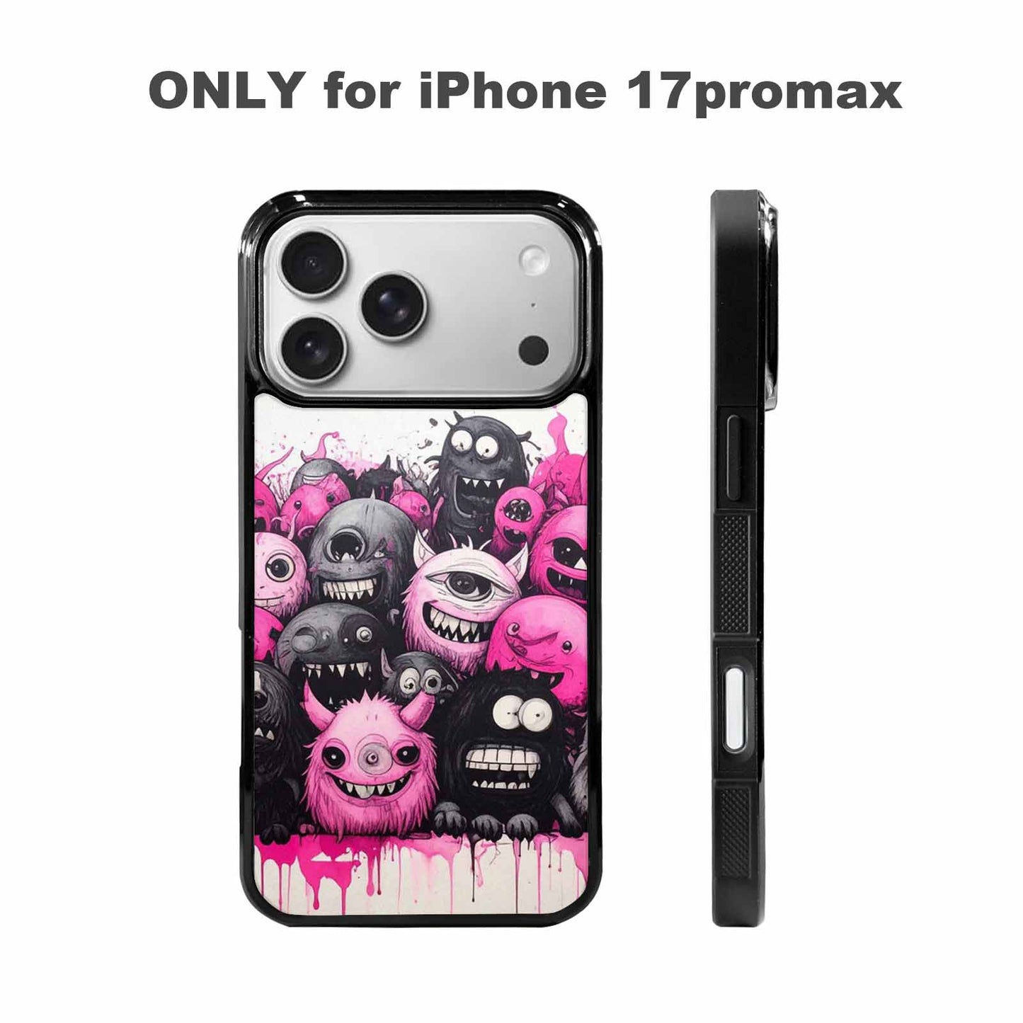 iPhone 17 Pro Max Case — Monsters (general) Black &amp; Cartoon Cute, Custom Phone Case